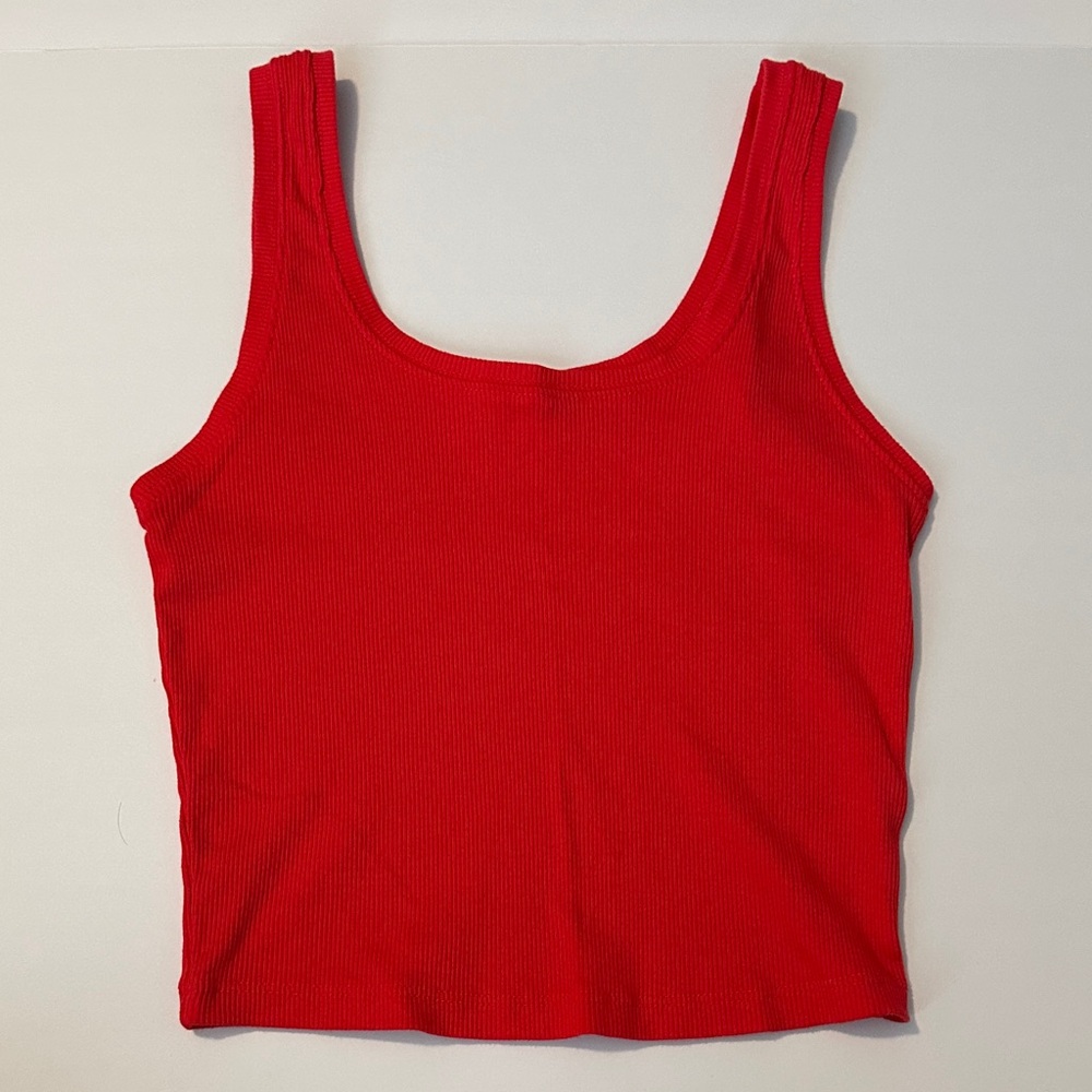 Red Ribbed Tank Top